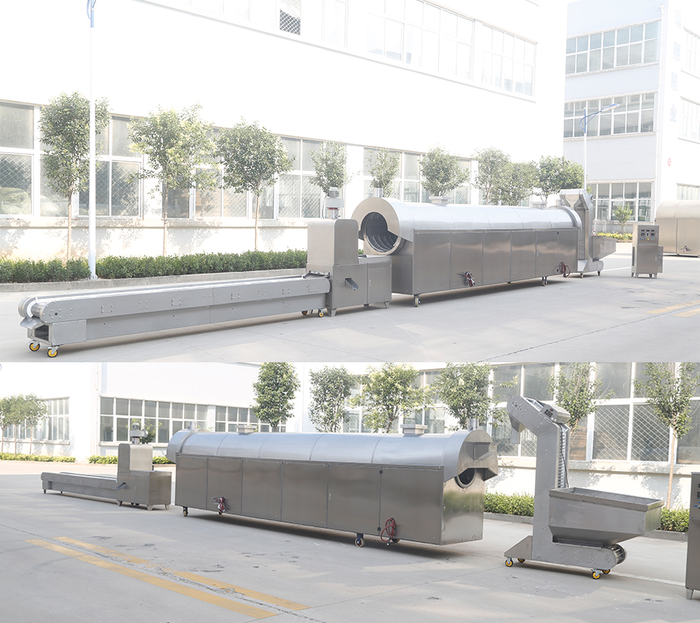 k8凯发电磁烘炒流水线炒货机实拍